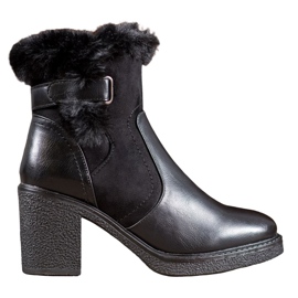 SHELOVET Stiefel mit Fell schwarz