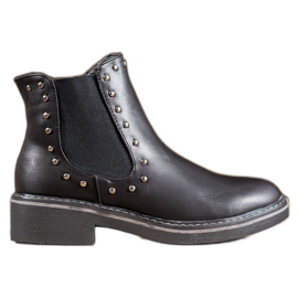 SHELOVET Stiefel mit Strasssteinen schwarz