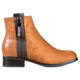 Erynn Stiefel mit dekorativem Reißverschluss braun