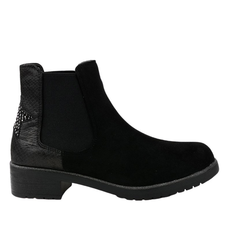 Flache Stiefeletten aus Wildleder in Schwarz mit Stern SHN2221