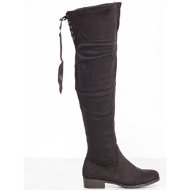 SHELOVET Wildlederstiefel mit Bindung schwarz