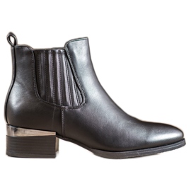 Super Mode Stiefel mit dekorativem Absatz schwarz