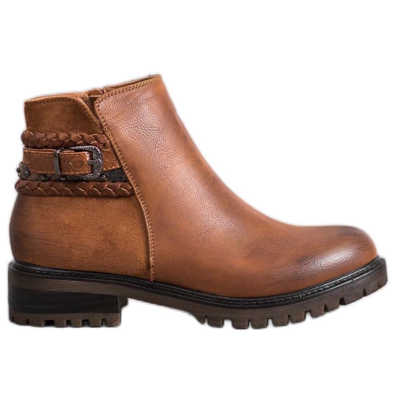 Erynn Niedrige Arbeiter mit dekorativem Gürtel braun