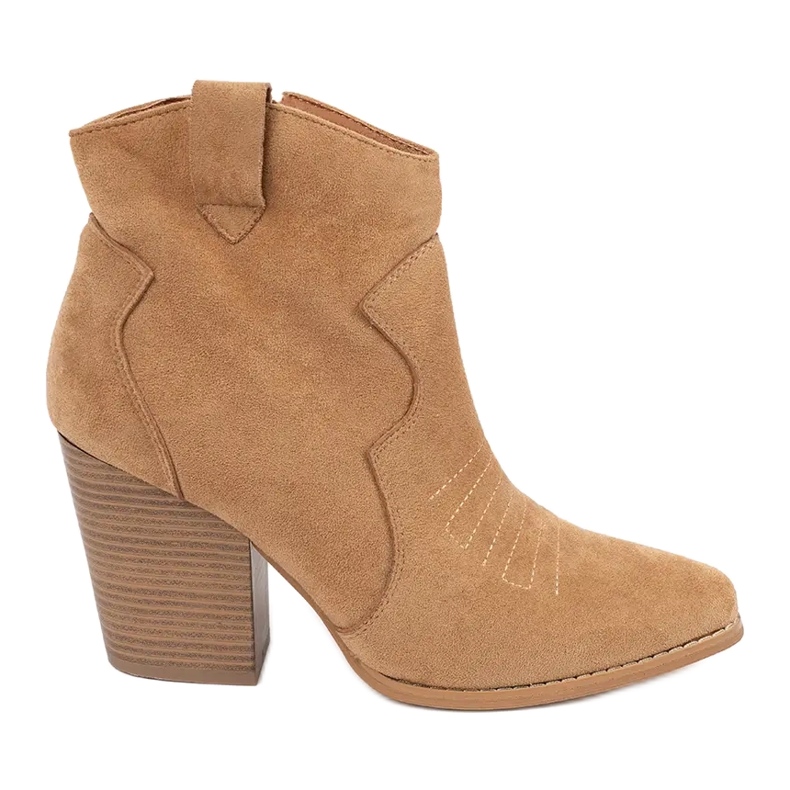Kamelfarbene Cowboystiefel mit hohem Absatz beige