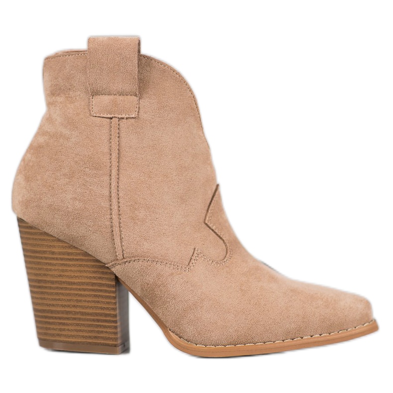 Bella Paris Wildleder-Cowboystiefel auf der Säule beige