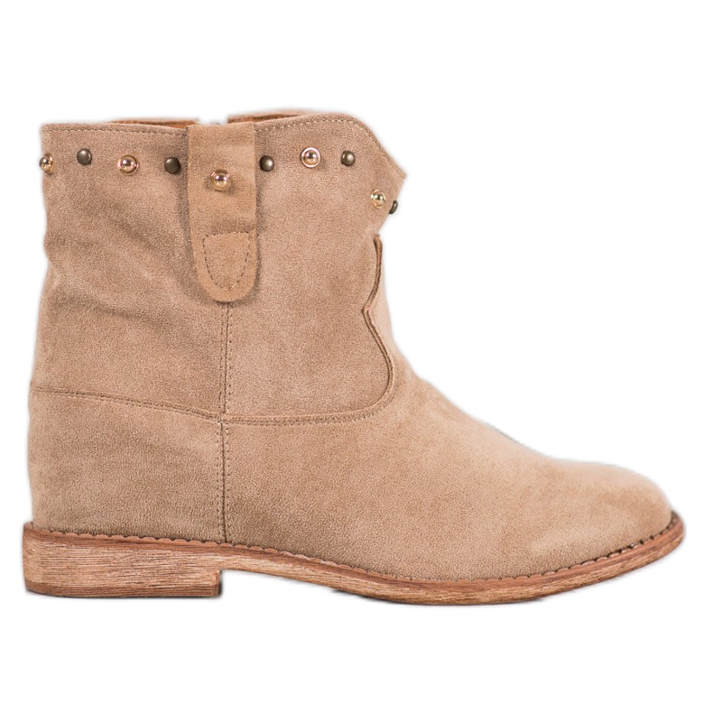 Bella Paris Wildlederstiefeletten mit Strasssteinen beige