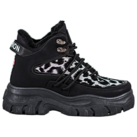 SHELOVET Sneakers mit Leopardenmuster schwarz
