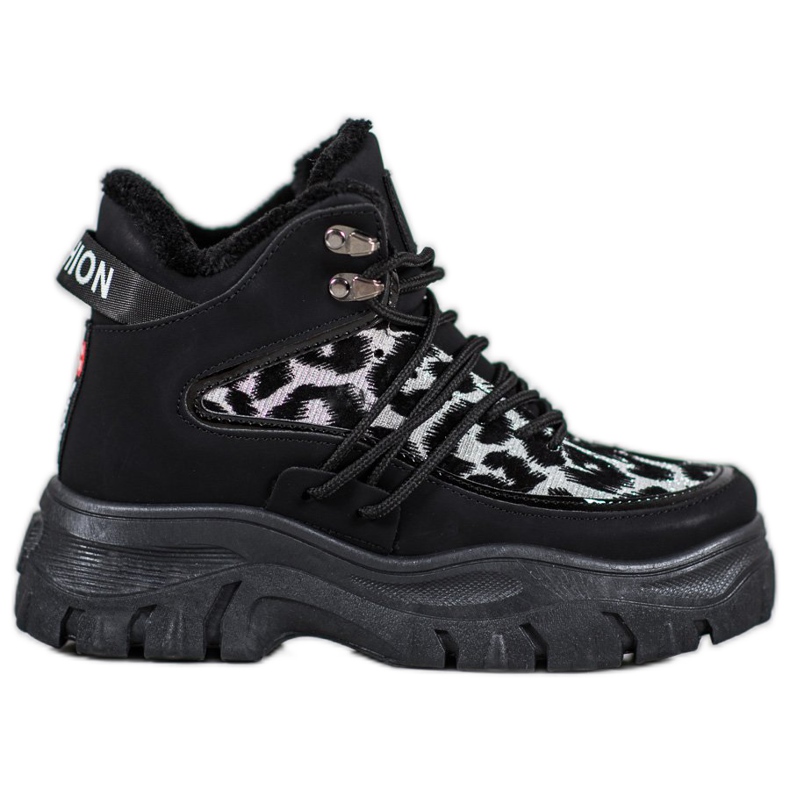 SHELOVET Sneakers mit Leopardenmuster schwarz