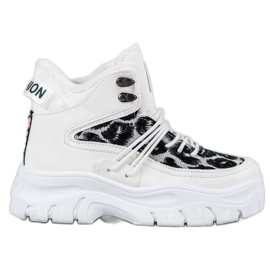 SHELOVET Sneakers mit Leopardenmuster weiß