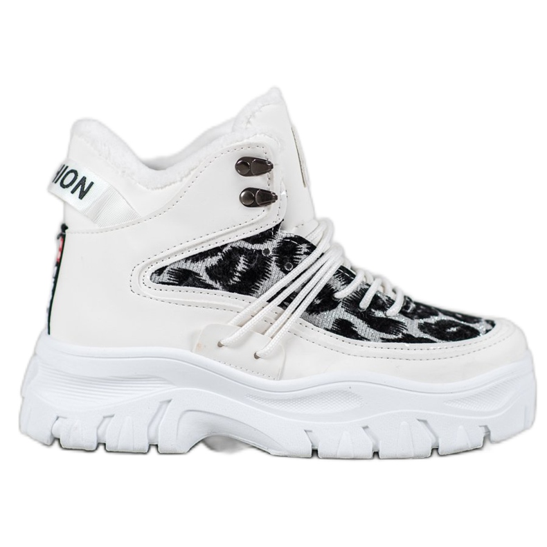 SHELOVET Sneakers mit Leopardenmuster weiß