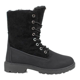 SHELOVET Schwarze Trapper mit Fell