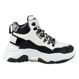 Bella Paris Modische Sneaker zum Schnüren weiß schwarz