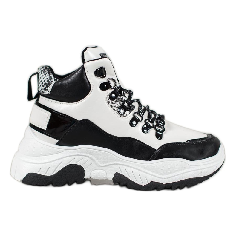 Bella Paris Modische Sneaker zum Schnüren weiß schwarz