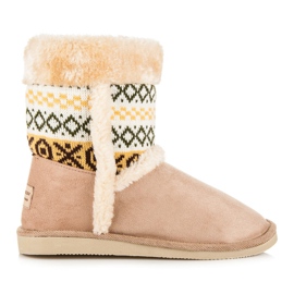 Badoxx Schneestiefel mit ethnischem Muster braun