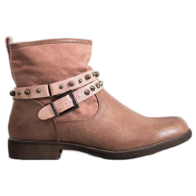 SHELOVET Rosa Stiefeletten mit Strasssteinen