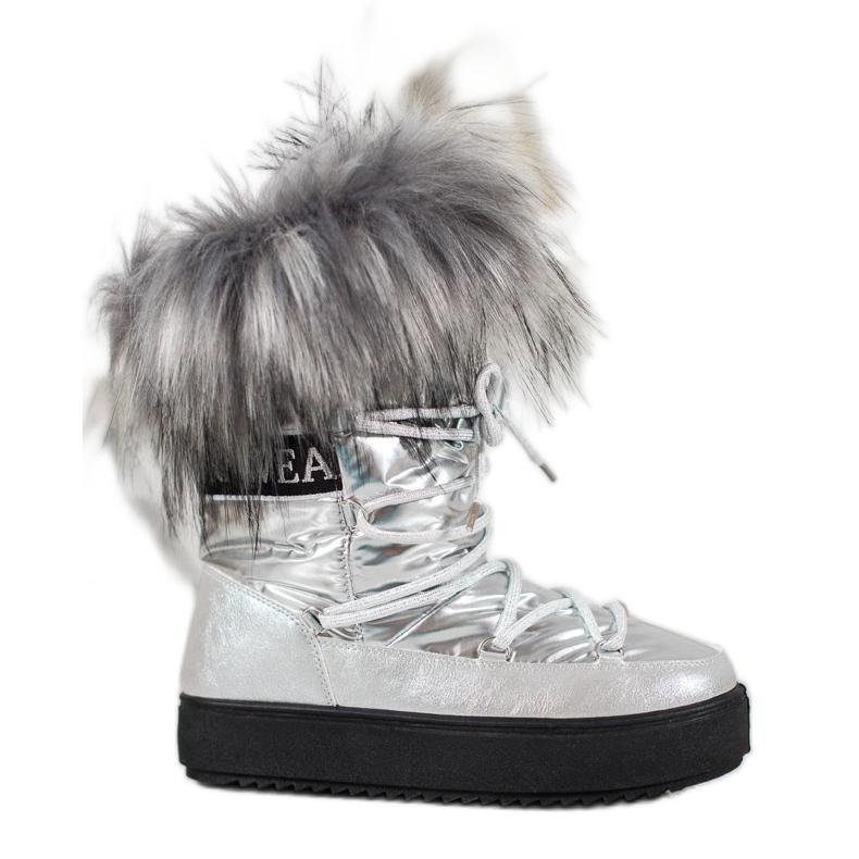 Bella Paris Warme Schneestiefel mit Fell grau