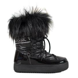 Bella Paris Warme Schneestiefel mit Fell schwarz