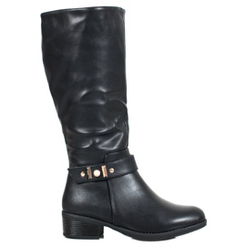 SHELOVET Elegante Stiefel mit Öko-Leder schwarz