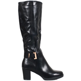 SHELOVET Elegante Stiefel mit Schnalle schwarz