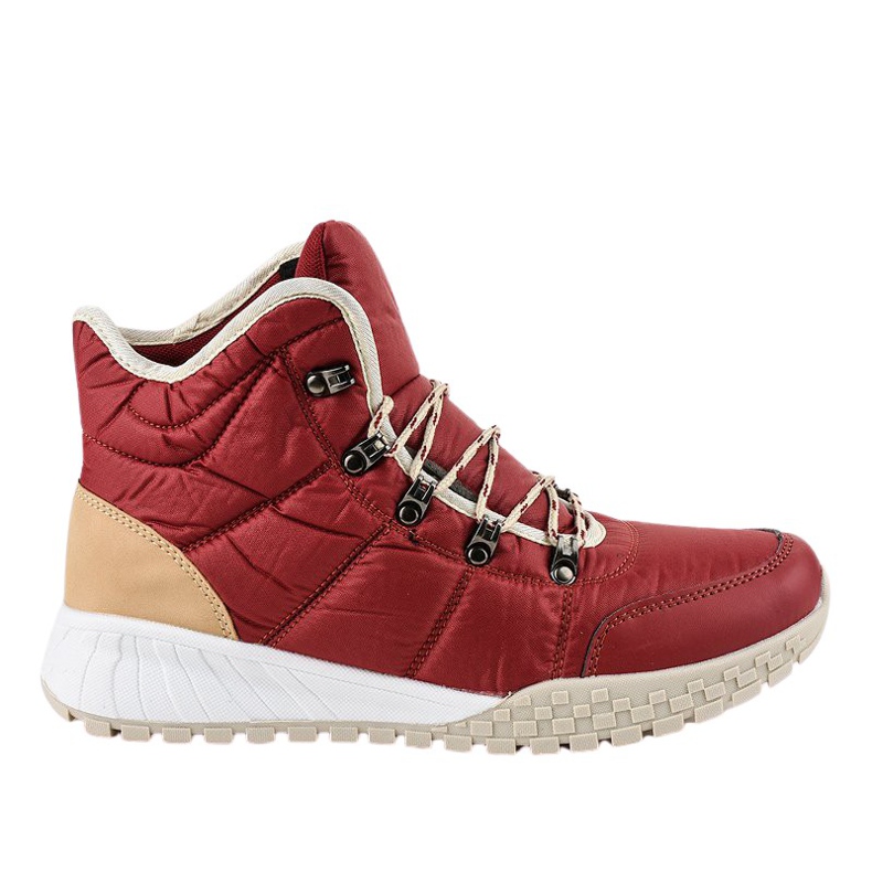 Rote, isolierte Schnürstiefel F118-1