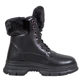 SHELOVET Schnürarbeiter mit Pelz schwarz