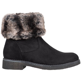Kayla Wildlederstiefeletten mit Fell schwarz