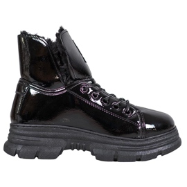 Bella Paris Lackierte Sneakers aus Ökoleder schwarz