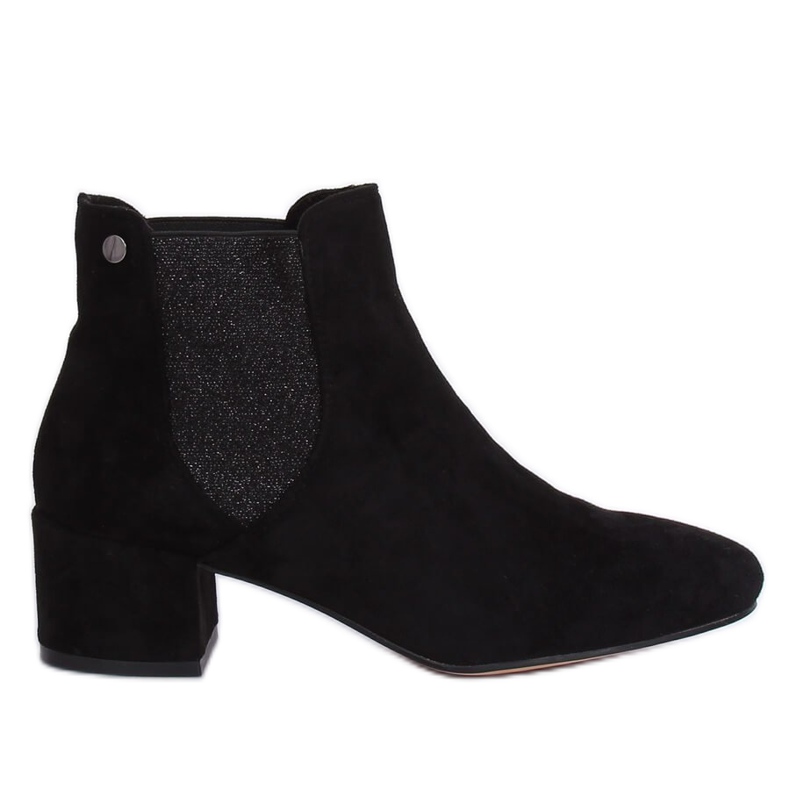 Schwarze Chelsea-Boots mit breiten Absätzen B-6858 Schwarz