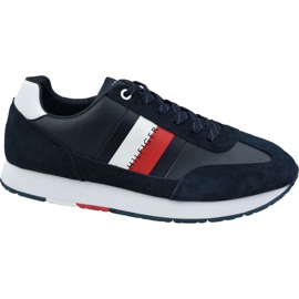 Tommy Hilfiger Corporate Leather Flag Runner M FM0FM02380 403 navy blau