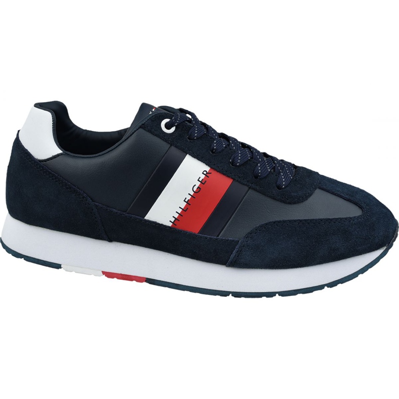 Tommy Hilfiger Corporate Leather Flag Runner M FM0FM02380 403 navy blau