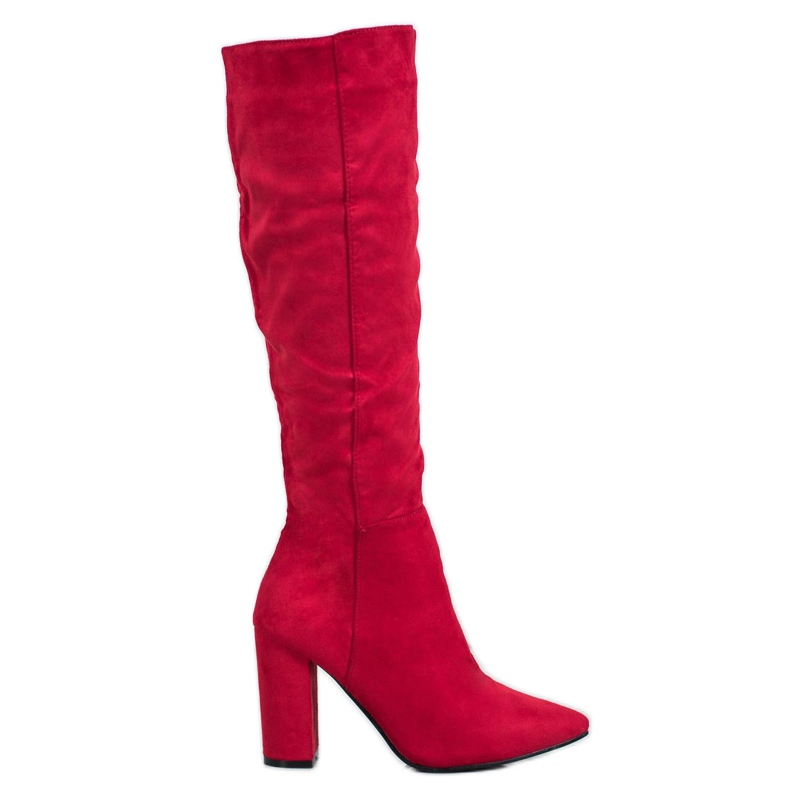Small Swan Stiefel mit hohen Absätzen aus Wildleder rot