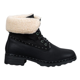 SHELOVET Schwarze Stiefel mit Schaffell