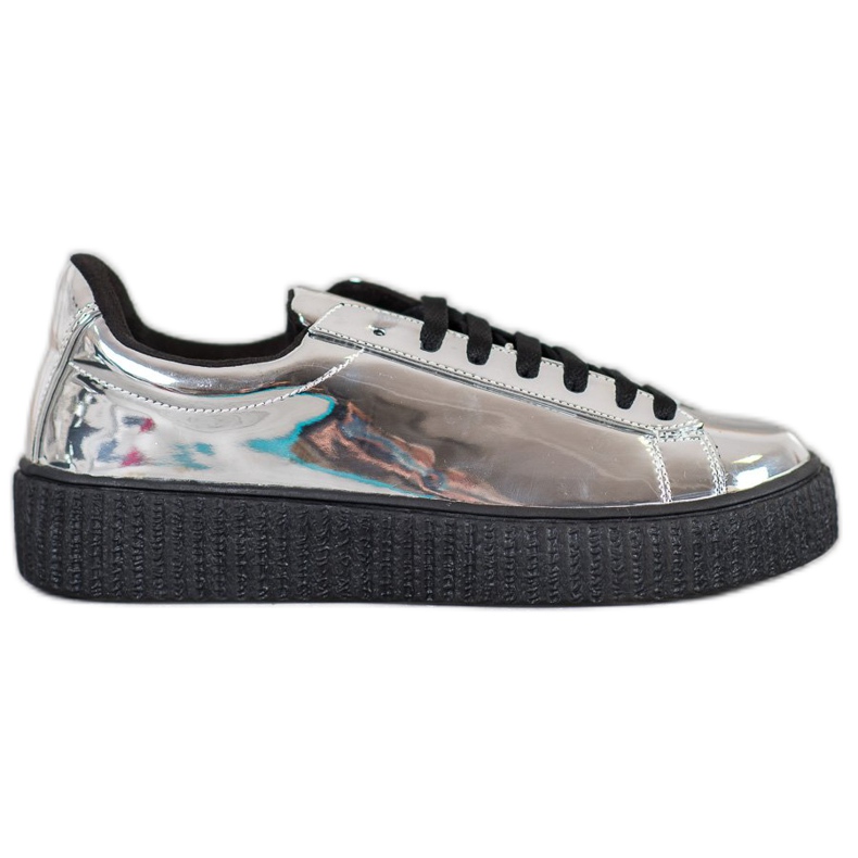 Corina Silberne Schuhe auf der Plattform grau