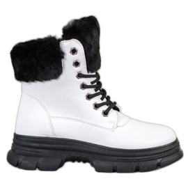 SHELOVET Schnürarbeiter mit Pelz weiß