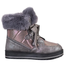 Muto Glänzende Schneestiefel grau
