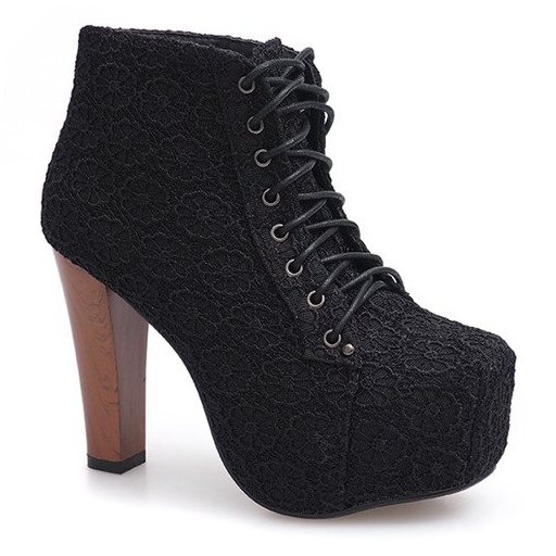 Schnürstiefel Solid On Heel K764B Schwarz