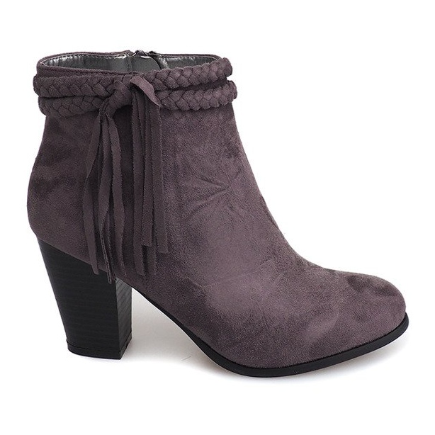 Wildleder Booties On a Bar Fringes B324 Grau