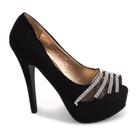 Wildleder Pumps auf hohem Absatz MD7079-1 Schwarz