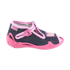 Befado Kinderschuhe 213P112 marineblau rosa grau