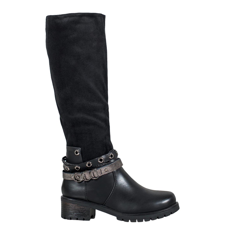 SHELOVET Stiefel mit Strasssteinen schwarz
