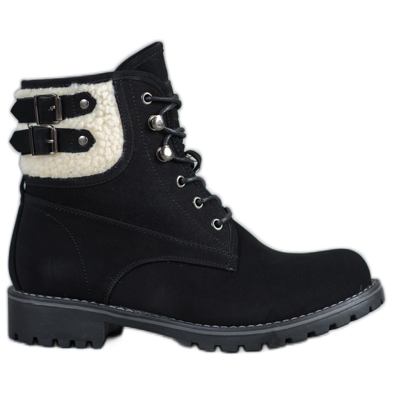 SDS Textil-Trapper mit Schaffell schwarz