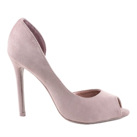 Rosa asymmetrische Wildleder High Heels M282P