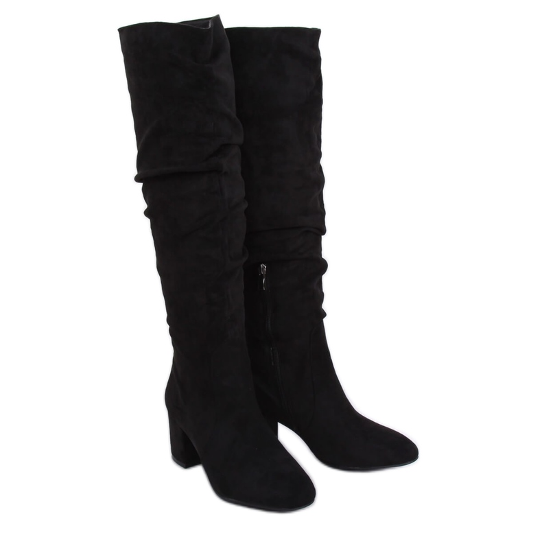 Schwarze Stiefel mit niedrigem Absatz G-279 Schwarz