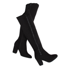 Schwarze Stiefel mit hohen Absätzen 7539-GG Black