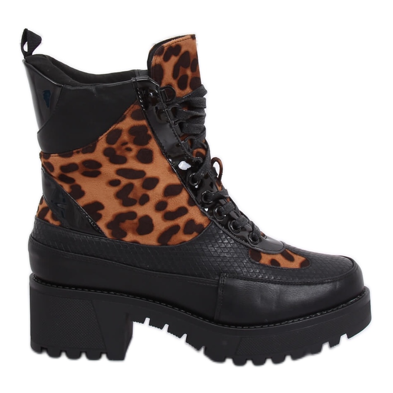 Schuhe mit hohen Sohlen NS067 Leopard schwarz