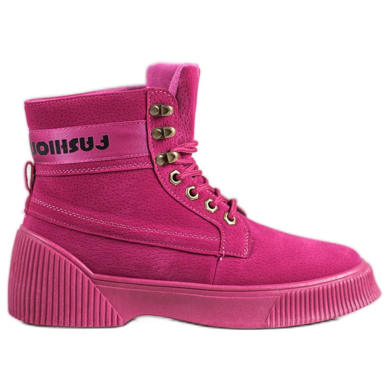 Yes Mile Modische Stiefeletten mit Schnürung rosa