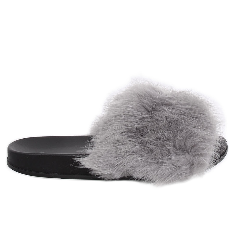 Graue Hausschuhe mit Fell CK107P Grau