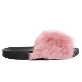 Rosa Hausschuhe mit Fell CK107P Rosa
