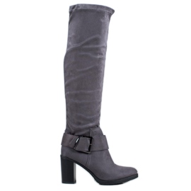 Super Mode Elegante Stiefel mit Schnalle grau