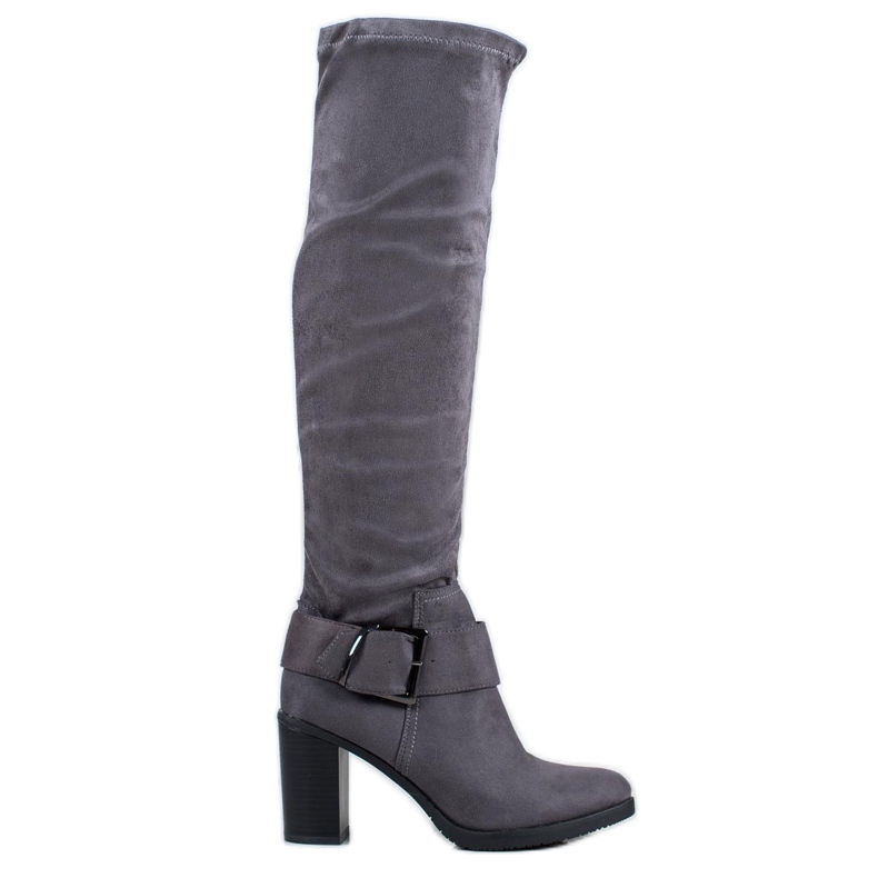 Super Mode Elegante Stiefel mit Schnalle grau